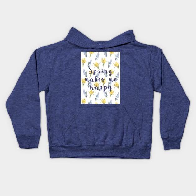 Spring makes me happy - spring flowers print Kids Hoodie by bettyretro